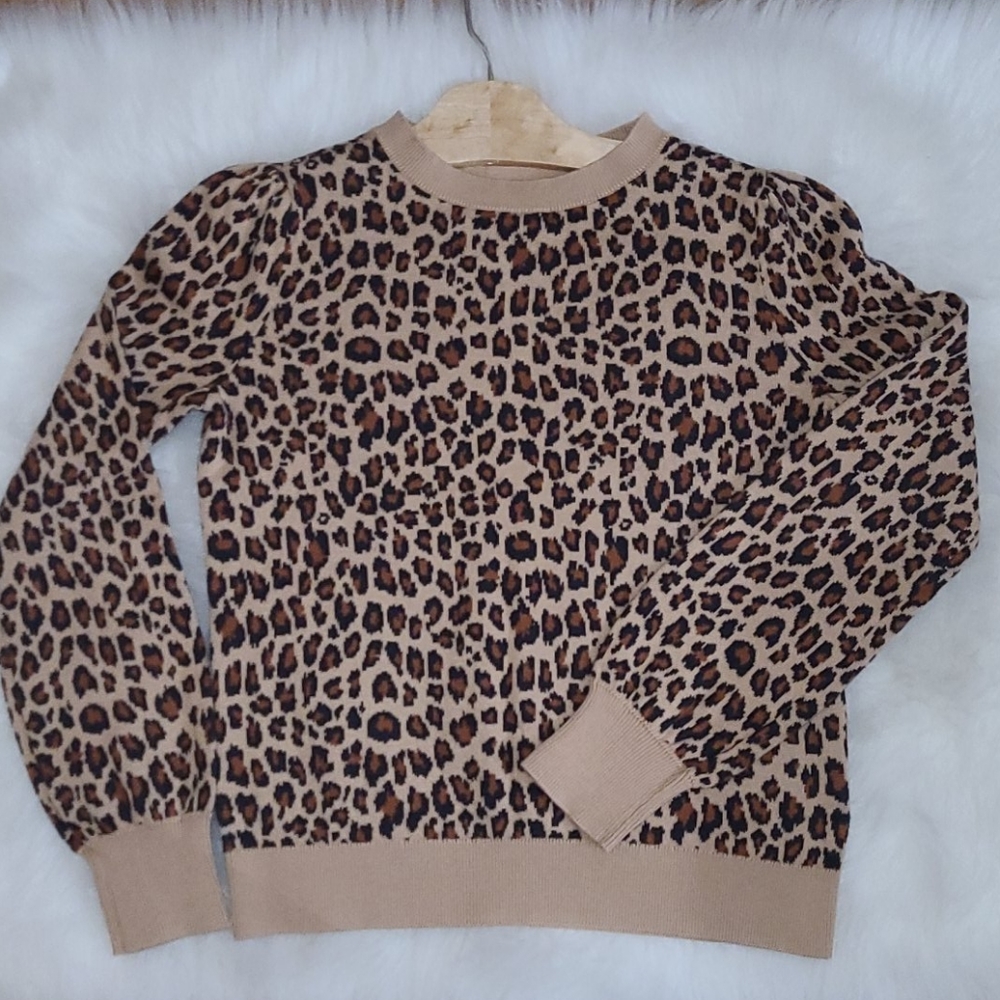 Gap Girls Leopard Print Crewneck Sweater